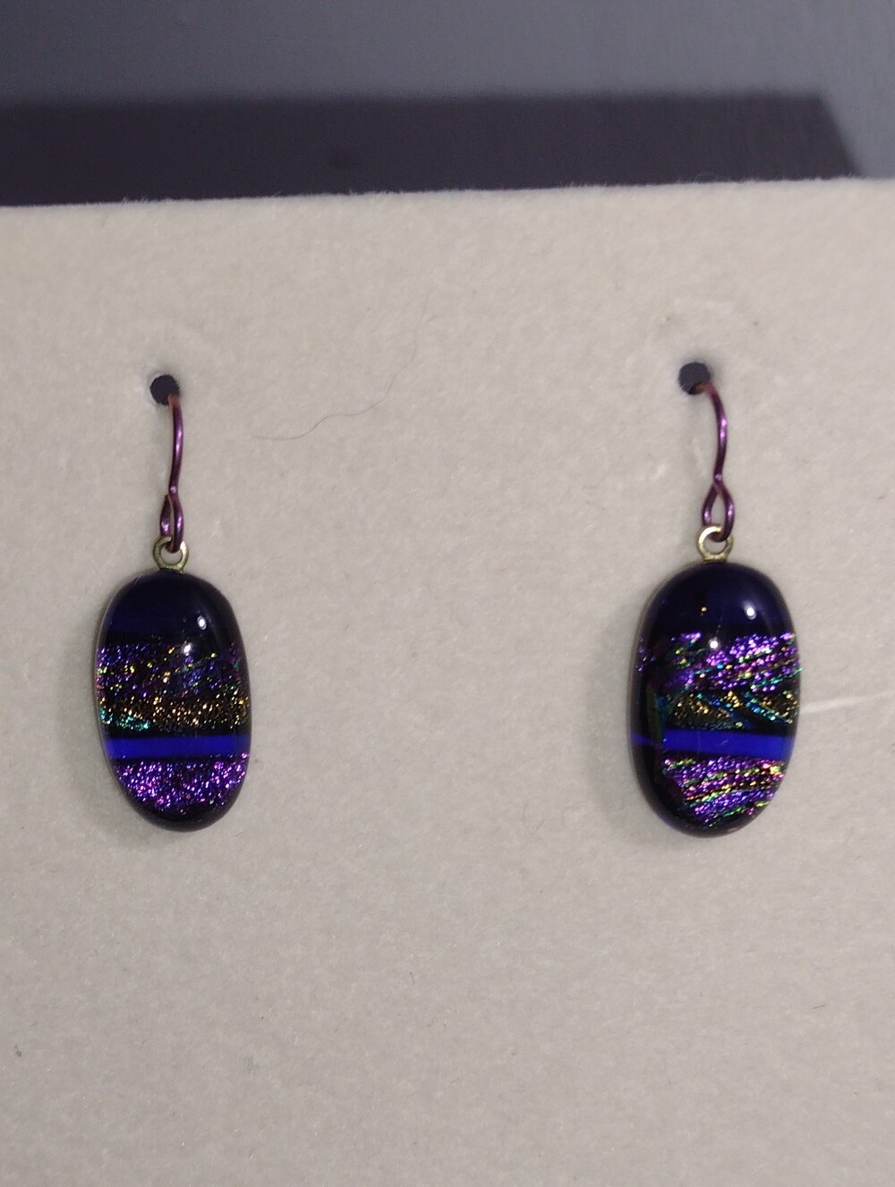 Dichroic Glass Purple Drop Earrings